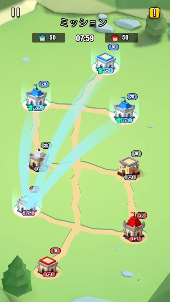 art of war 遠征クエストのレベル16の左下の敵軍を攻めている画面です。